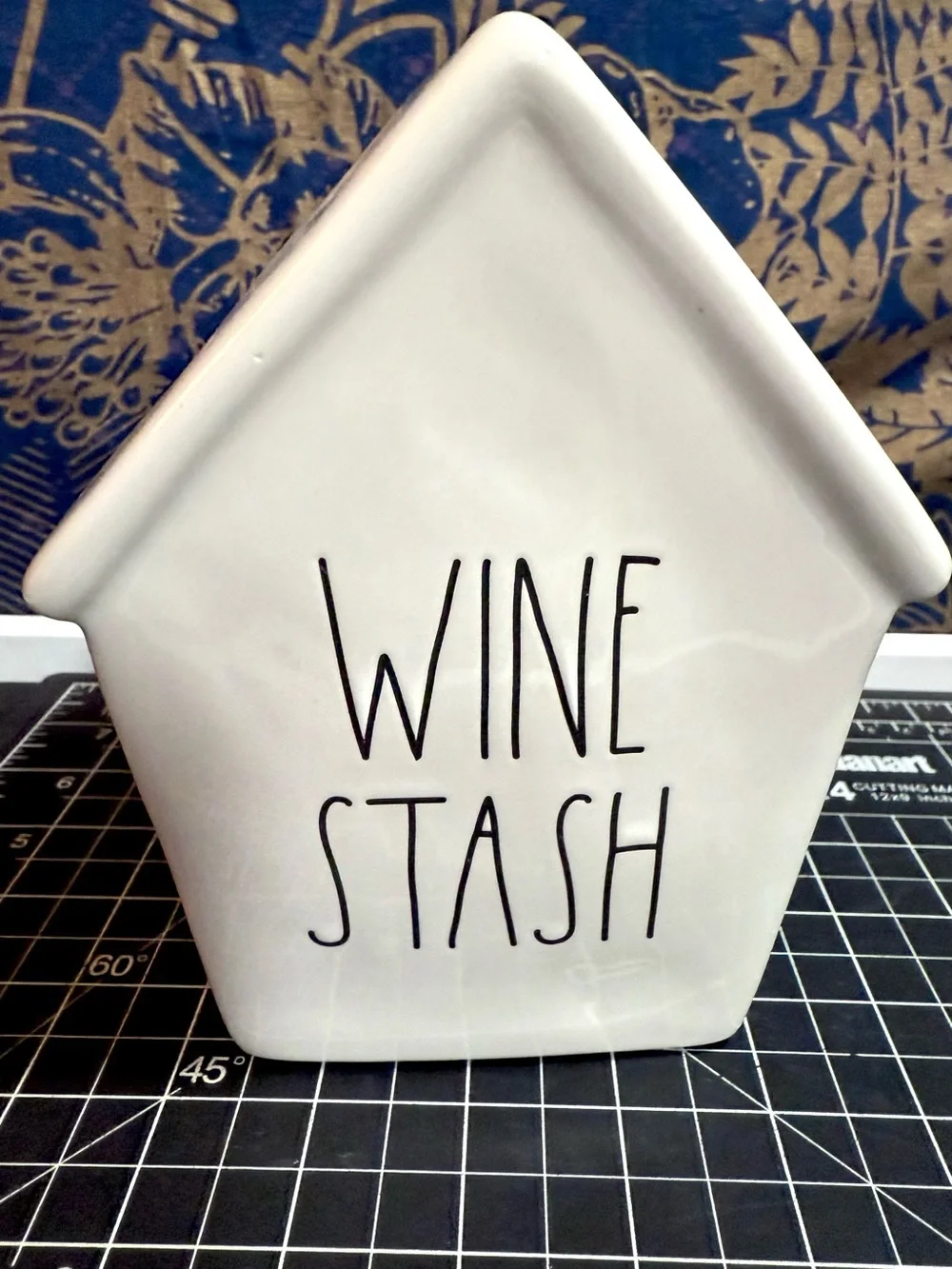 Rae Dunn Ceramic Birdhouse Coin Bank WINE STASH Artisan Collection By Magenta